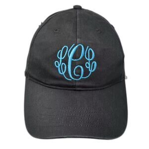 K&C Baseball Cap Black Blue One Size Strapback Monogram Embroidered Hat